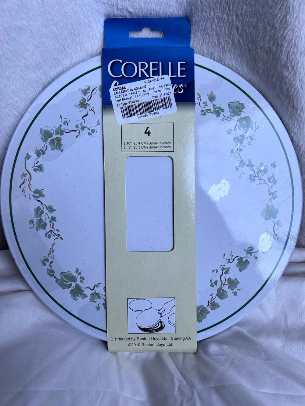 Corelle Coordinates Callaway Ivy Burner Covers Set of 4 (2 10" & 2 8")